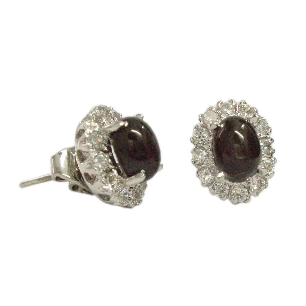 Silver Earring BLACK STAR AND ZIRCON - ST01