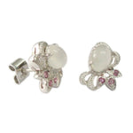 Load image into Gallery viewer, Silver Earring MOONSTONE AND RUBY -ST014