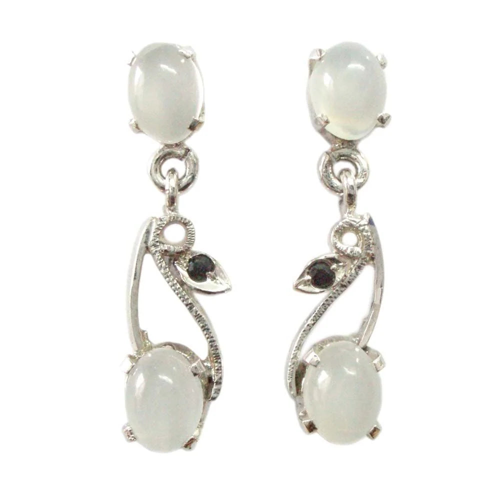 Silver Earring MOONSTONE AND GARNET-ST018