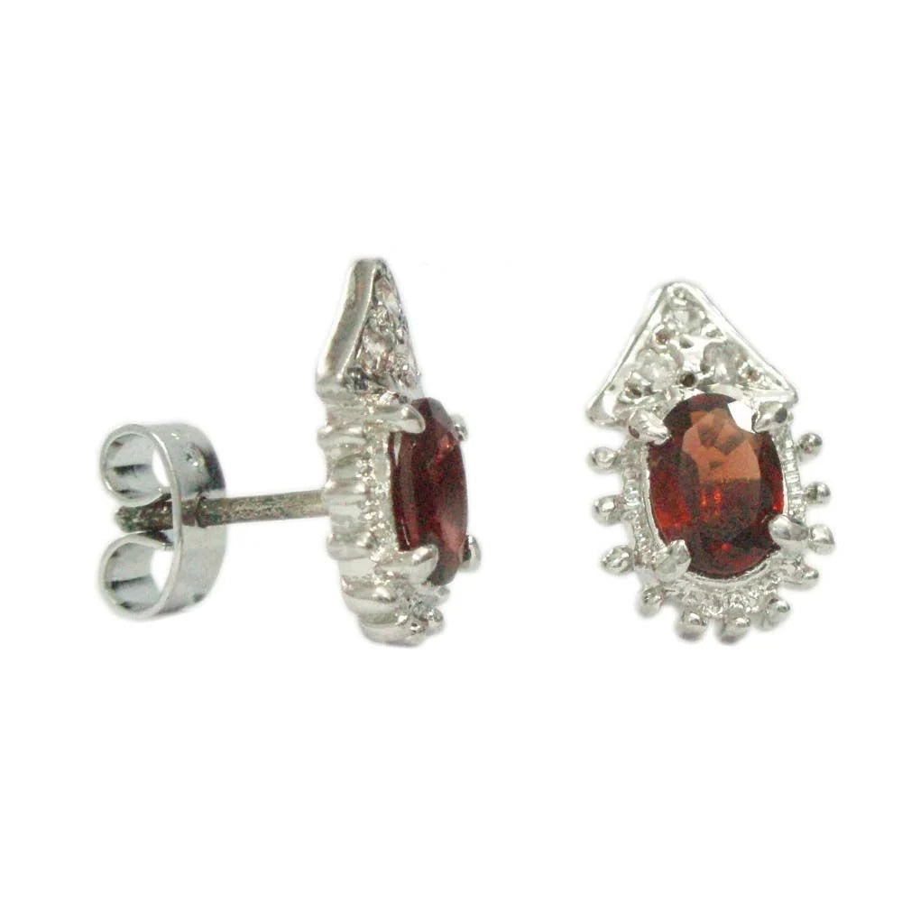Silver Earring GARNET AND ZIRCON-ST024