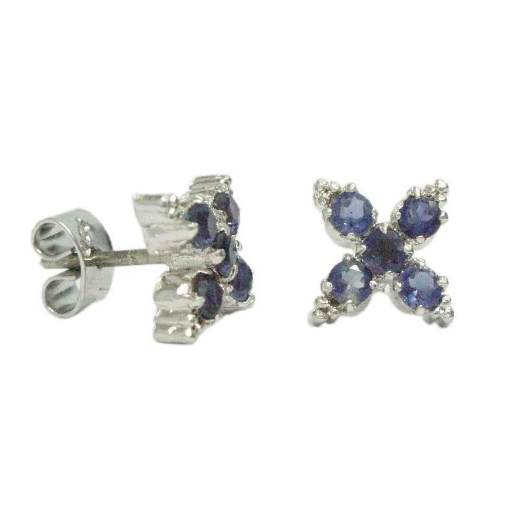 Silver Earring IOLITE-ST025