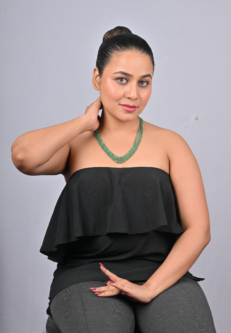 55.07/GM THREE LAYER EMERALD BEADS MALA  (1750)