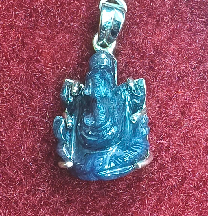 Silver Pendant of Natural Lapis (Ganesha) Stone-1200