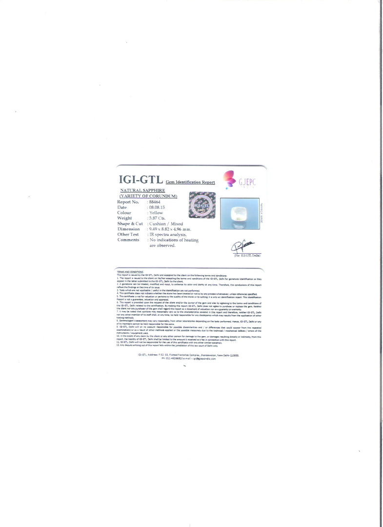 4.30 Ratti Natural yellow sapphire with Govt Lab Certificate-(4100)