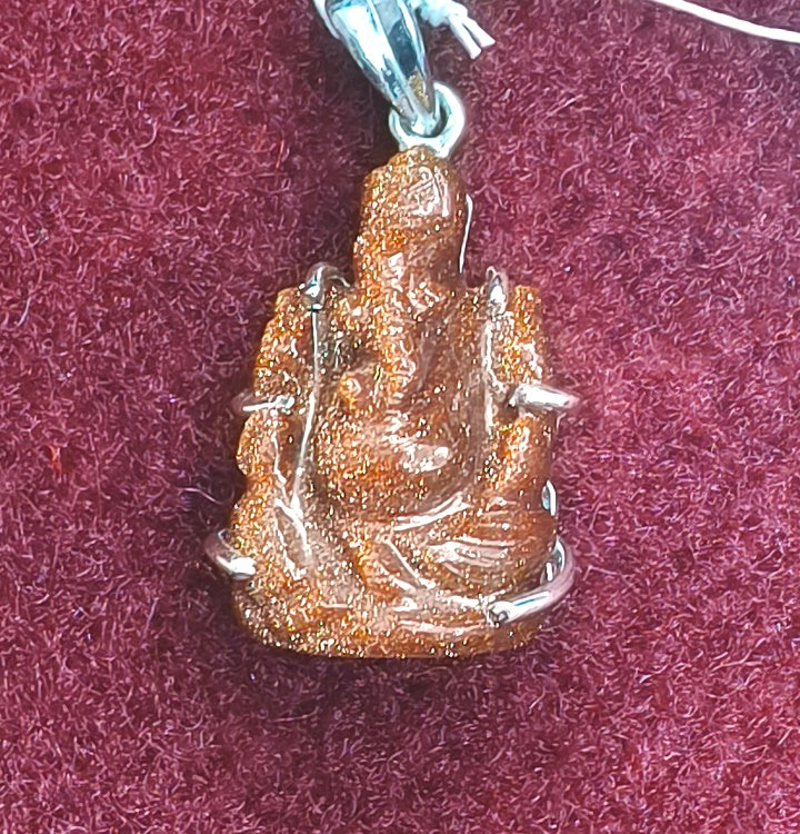 Silver Pendant of Natural Sun Sitara (Ganesha) Stone-1200